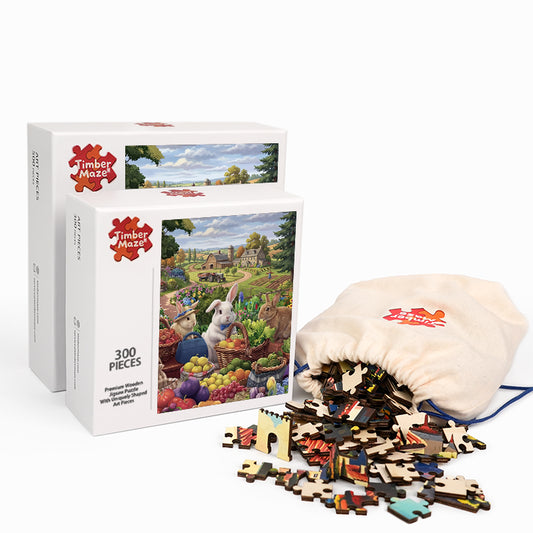Pastoral Rabbits’ Market - Wooden Jigsaw Puzzle