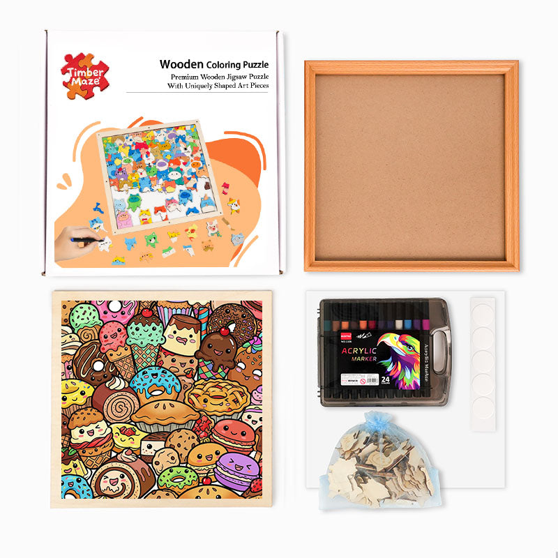 Snack Squad - Wooden Coloring Puzzle