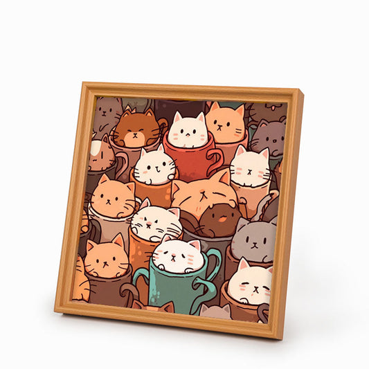 Cats in Cups - Wooden Coloring Puzzle