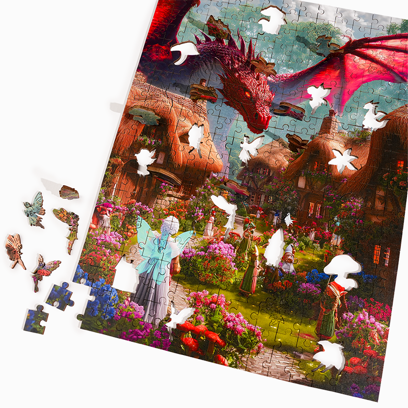 Dragon's Fairytale Village - Wooden Jigsaw Puzzle