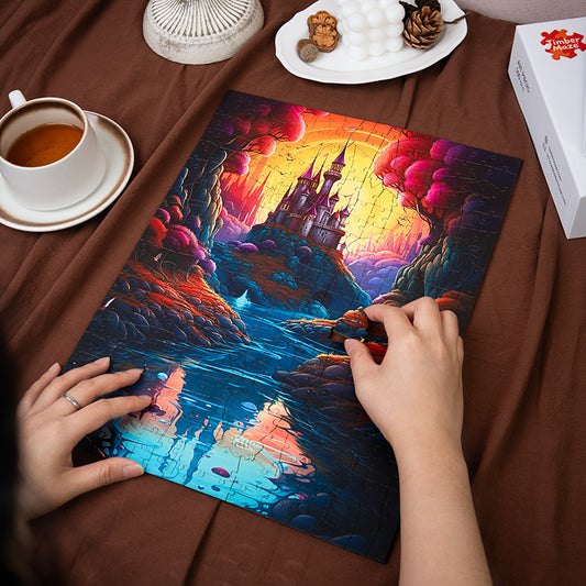 River Castle at Dusk - Wooden Jigsaw Puzzle