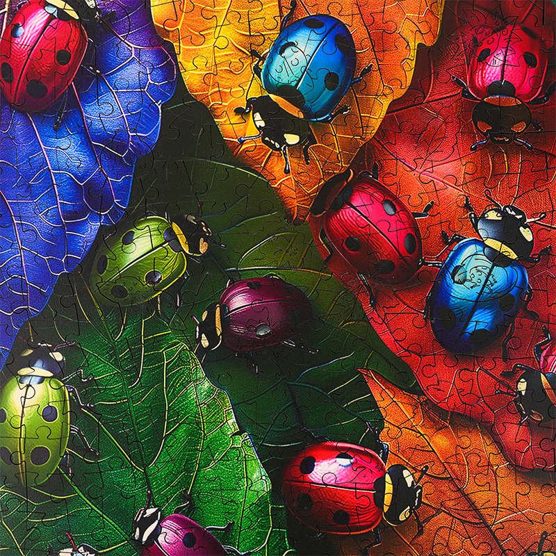 Autumnal Ladybugs - Wooden Jigsaw Puzzle