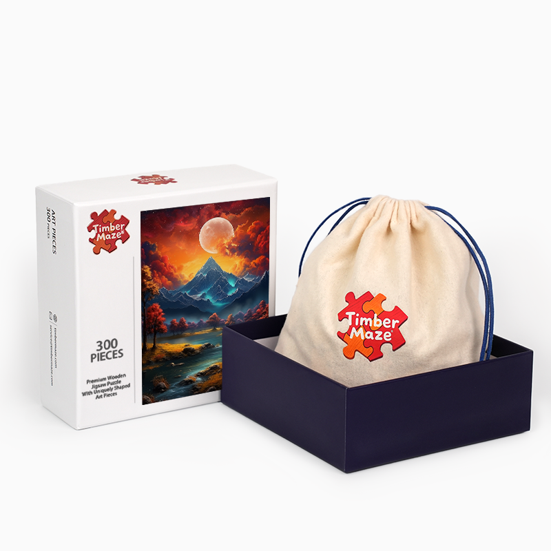 Lunar Mountain Glow - Wooden Jigsaw Puzzle