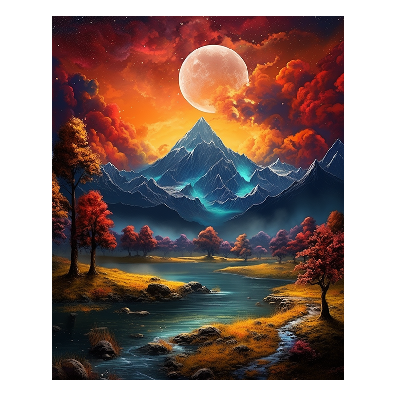 Lunar Mountain Glow - Wooden Jigsaw Puzzle