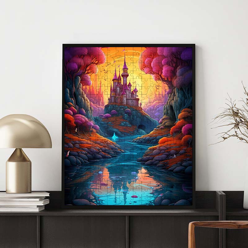 River Castle at Dusk - Wooden Jigsaw Puzzle