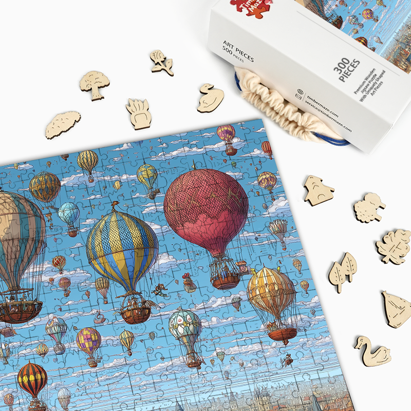 City Balloon Festival - Wooden Jigsaw Puzzle