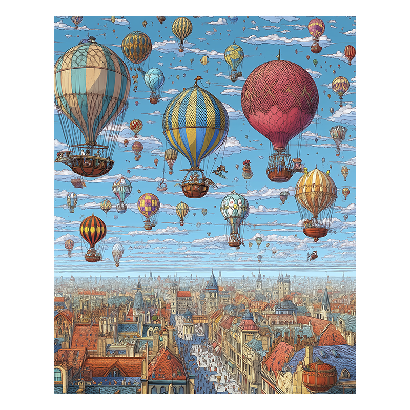 City Balloon Festival - Wooden Jigsaw Puzzle