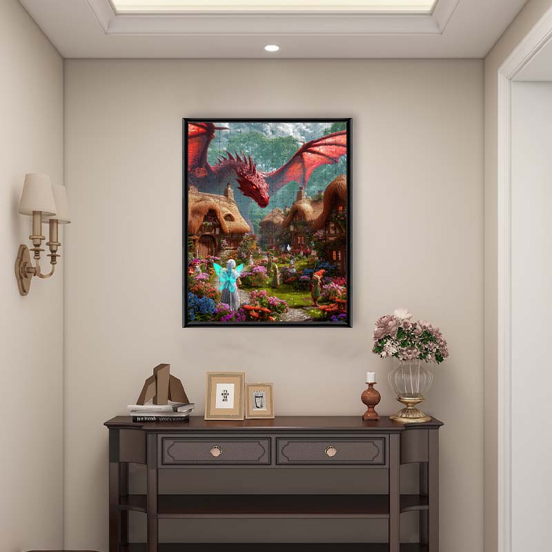 Dragon's Fairytale Village - Wooden Jigsaw Puzzle