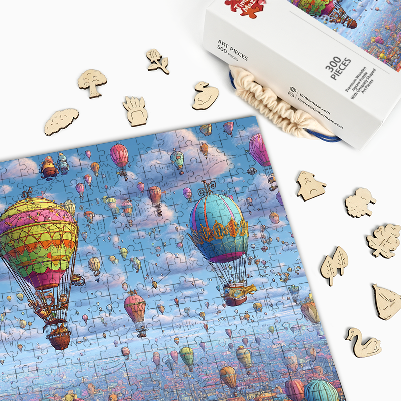 Sky Balloon Festival - Wooden Jigsaw Puzzle