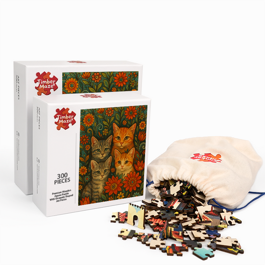 Bohemian Cats - Wooden Jigsaw Puzzle
