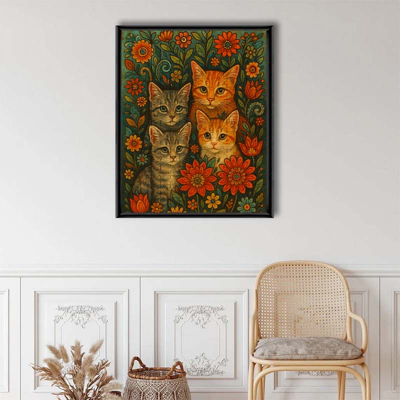 Bohemian Cats - Wooden Jigsaw Puzzle