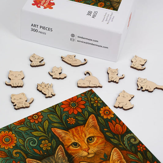 Bohemian Cats - Wooden Jigsaw Puzzle