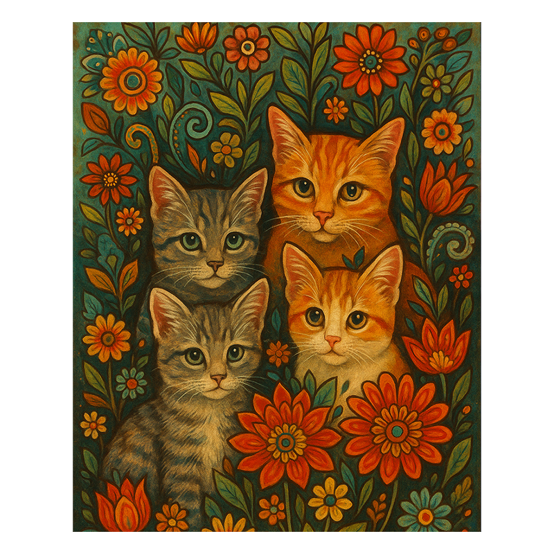 Bohemian Cats - Wooden Jigsaw Puzzle