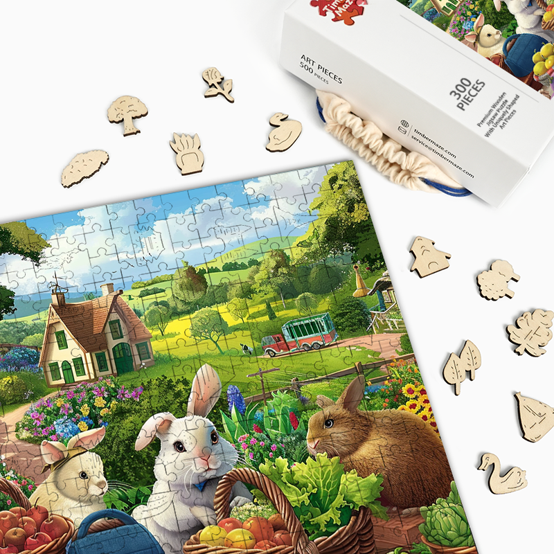 Bunny Party - Wooden Jigsaw Puzzle