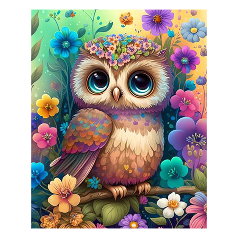 Cute fluffy baby owl - Wooden Jigsaw Puzzle