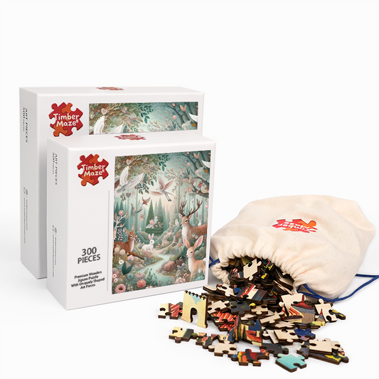 Different magical forest christmas - Wooden Jigsaw Puzzle