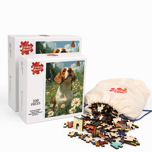 Dog and Butterfly - Wooden Jigsaw Puzzle