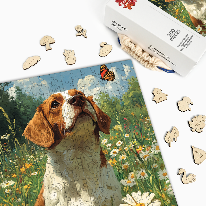 Dog and Butterfly - Wooden Jigsaw Puzzle