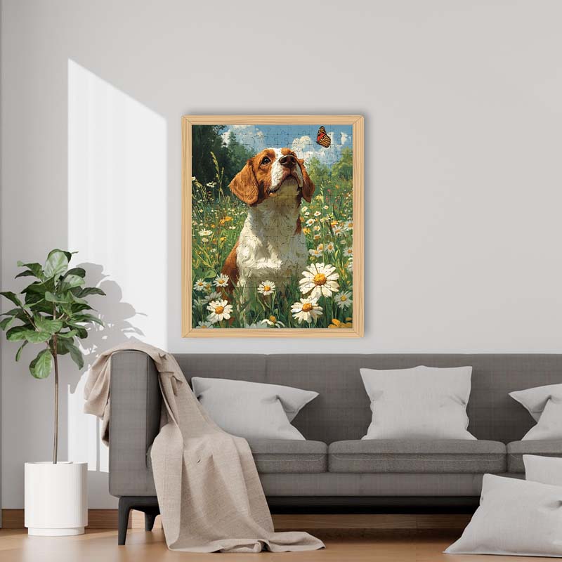 Dog and Butterfly - Wooden Jigsaw Puzzle