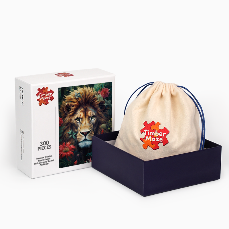 Foliage And Fury Lion - Wooden Jigsaw Puzzle