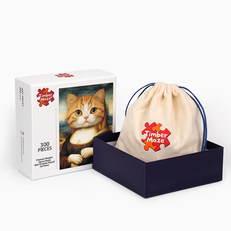 Mona Lisa Cat - Wooden Jigsaw Puzzle