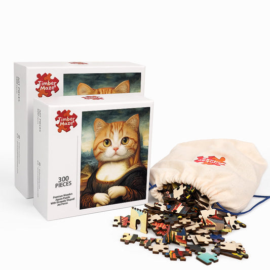 Mona Lisa Cat - Wooden Jigsaw Puzzle