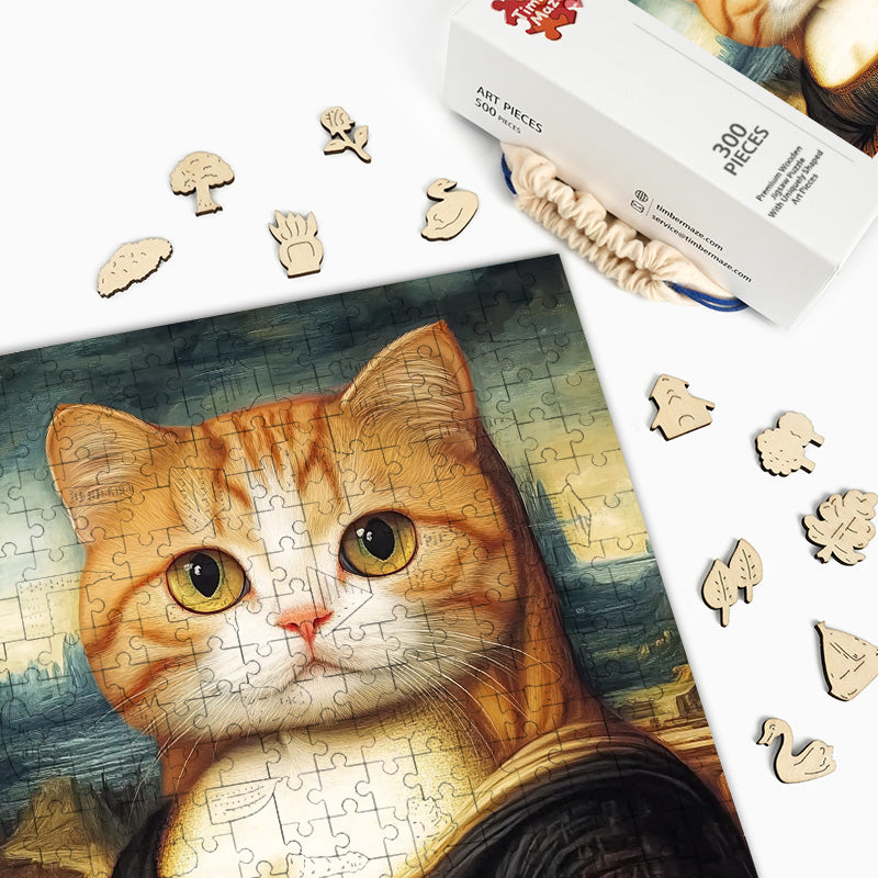 Mona Lisa Cat - Wooden Jigsaw Puzzle