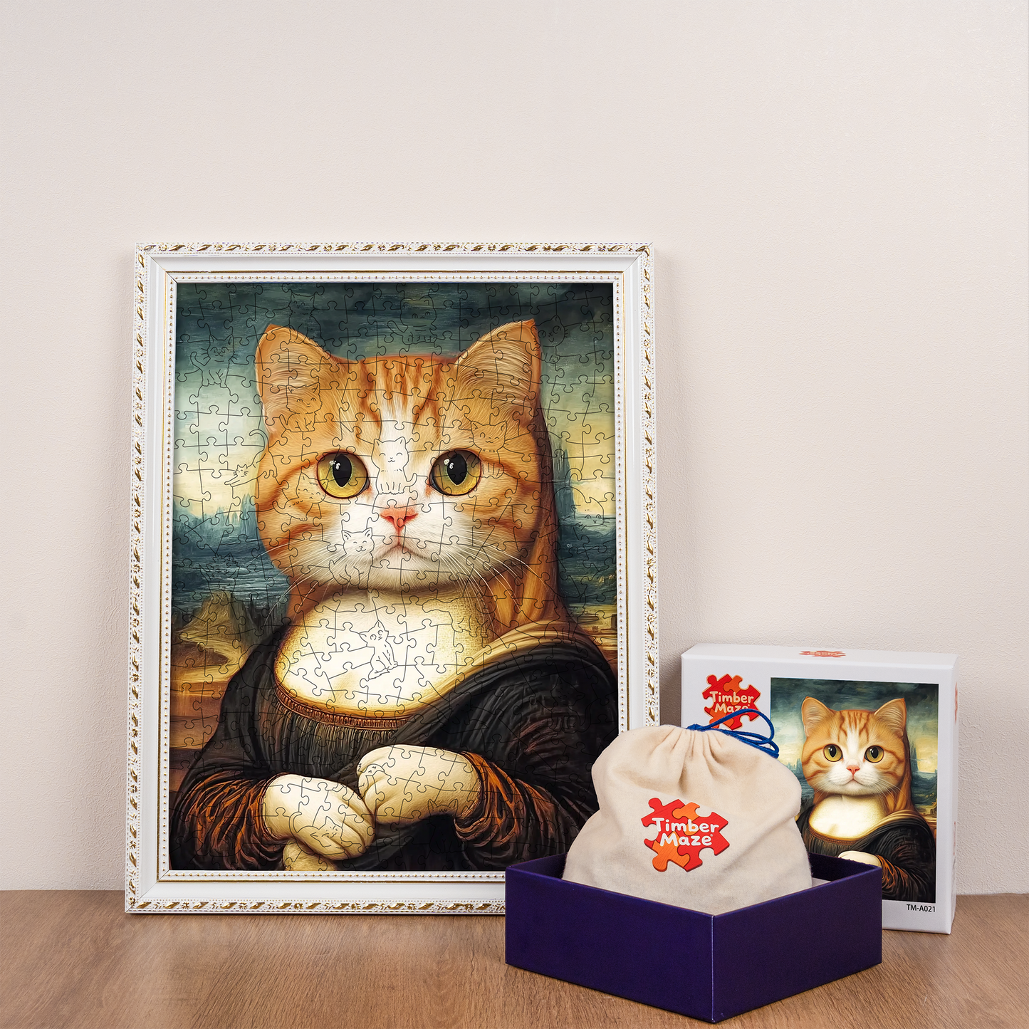 Mona Lisa Cat - Wooden Jigsaw Puzzle