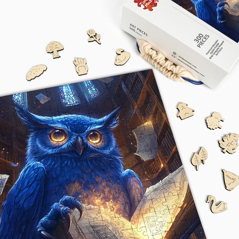Sapphire Sage Owl - Wooden Jigsaw Puzzle