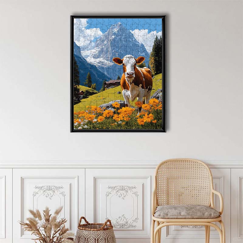 Swiss Diary Cow - Wooden Jigsaw Puzzle