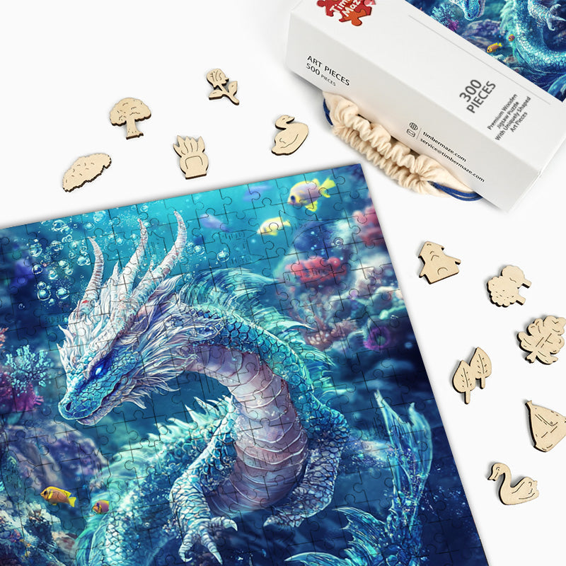 Water Dragon Swimming - Wooden Jigsaw Puzzle