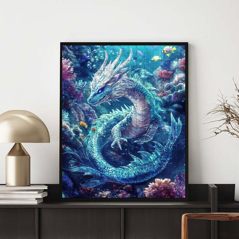 Water Dragon Swimming - Wooden Jigsaw Puzzle