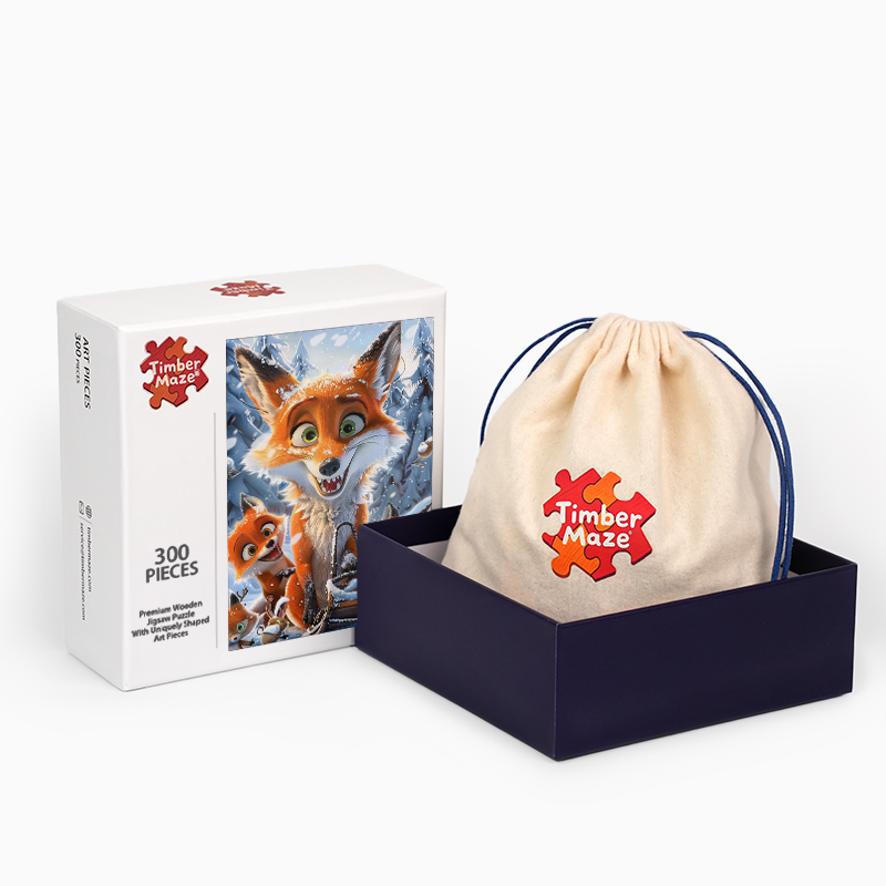 Winter Fox Family Fun - Wooden Jigsaw Puzzle