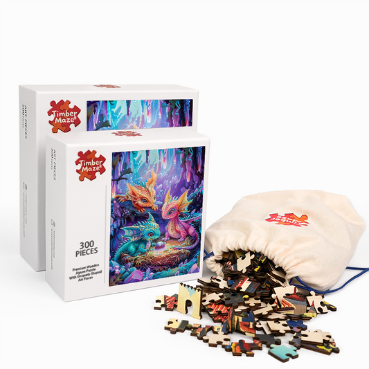 Rainbow Dragon Babies - Wooden Jigsaw Puzzle