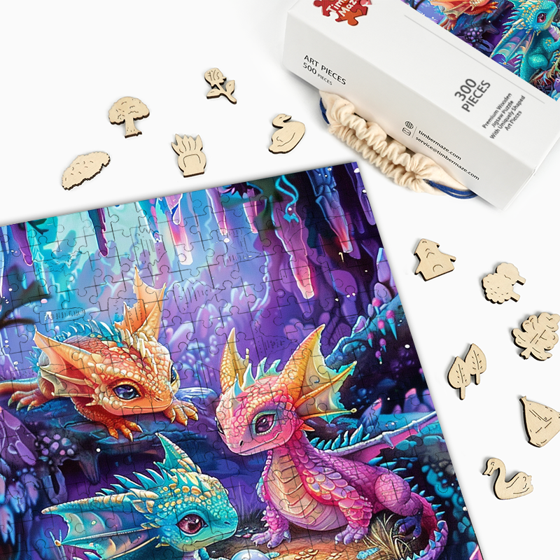 Rainbow Dragon Babies - Wooden Jigsaw Puzzle