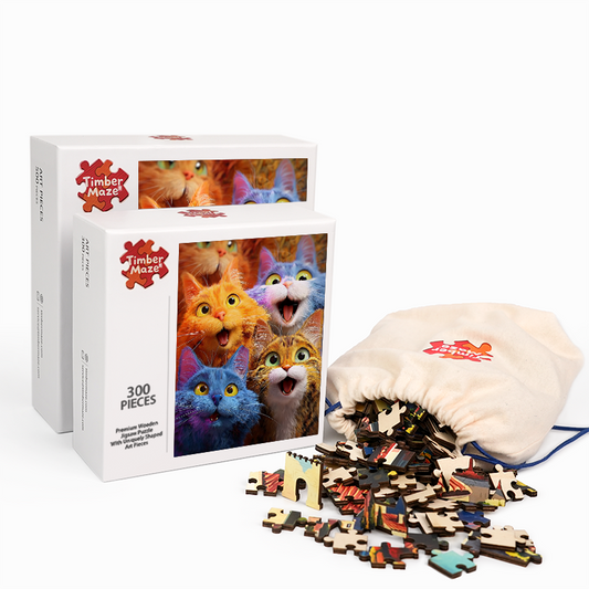 Rainbow Meow-tastic - Wooden Jigsaw Puzzle