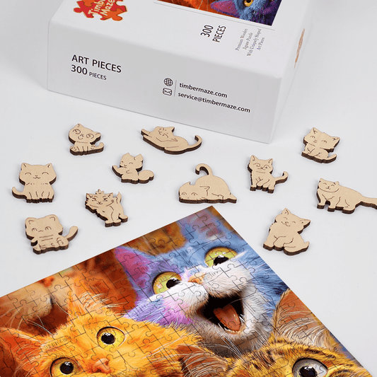 Rainbow Meow-tastic - Wooden Jigsaw Puzzle