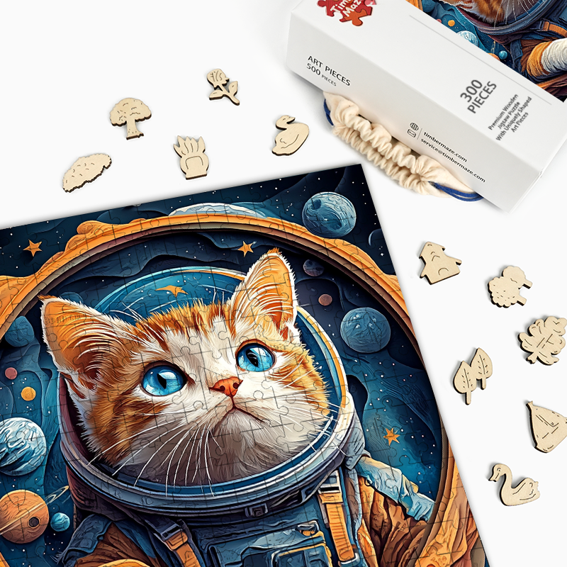 The Astronaut Cat - Wooden Jigsaw Puzzle