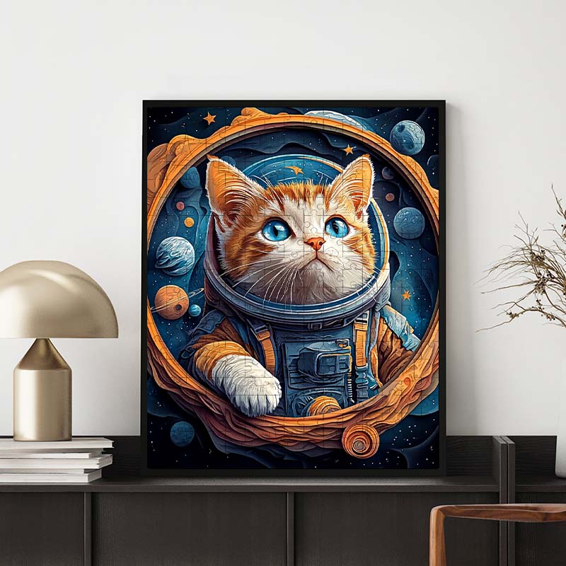 The Astronaut Cat - Wooden Jigsaw Puzzle