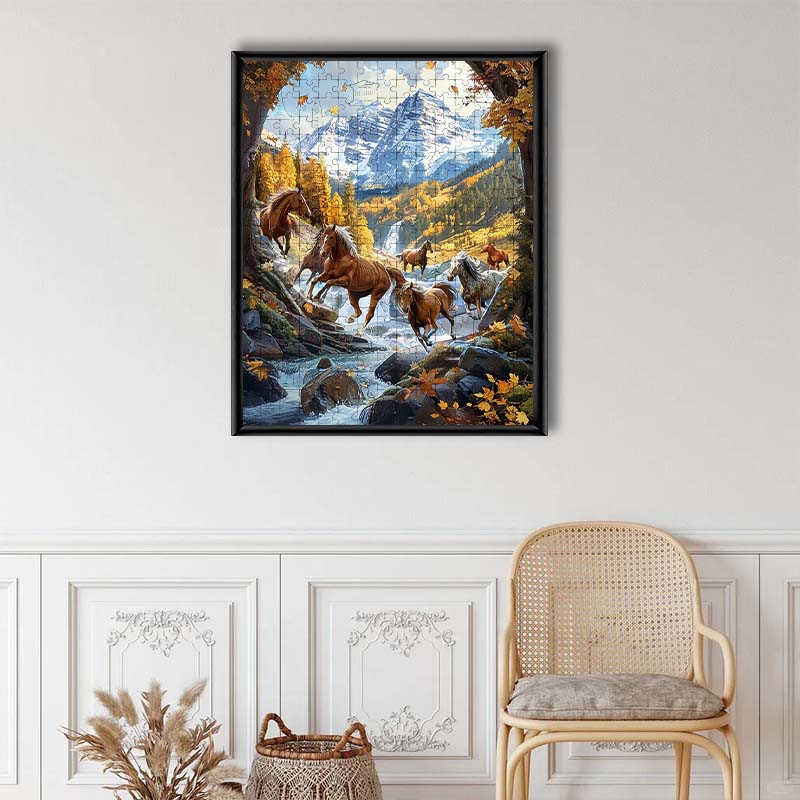 Wild Horses of Autumn Valley - Wooden Jigsaw Puzzle