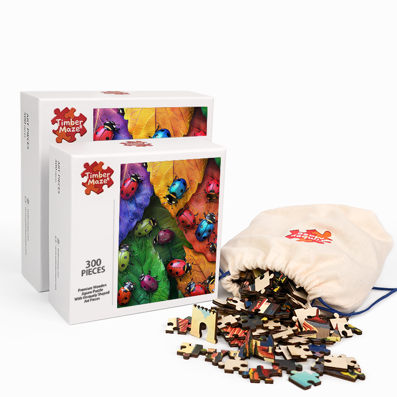 Autumnal Ladybugs - Wooden Jigsaw Puzzle