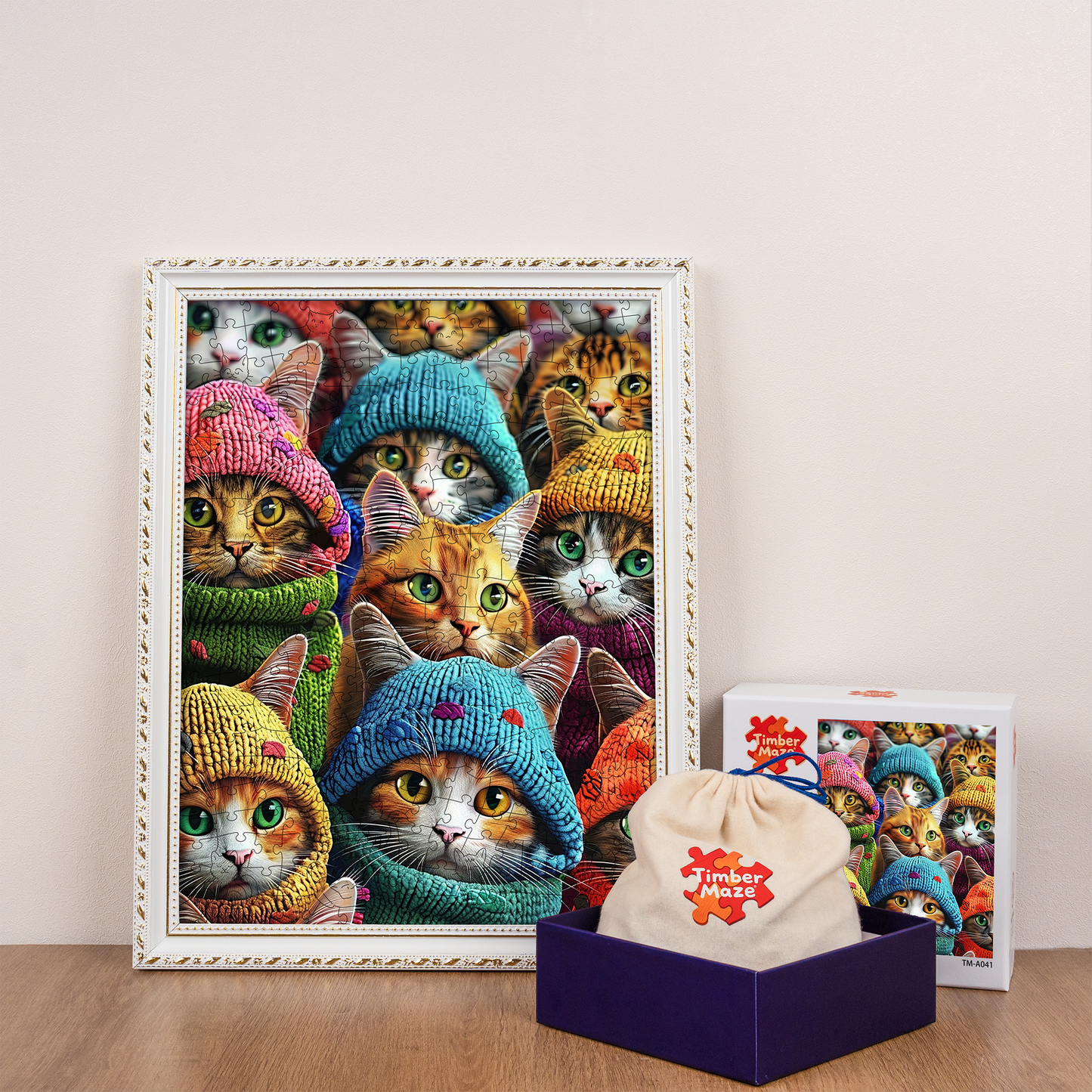 Cats in Knitted Hats - Wooden Jigsaw Puzzle