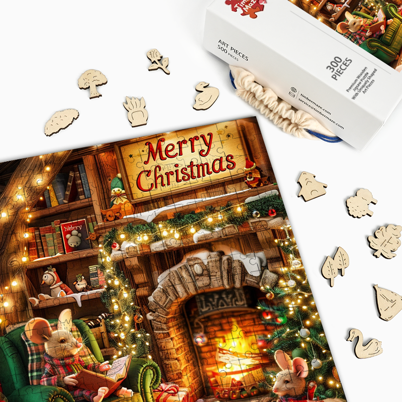 Christmas Mice - Wooden Jigsaw Puzzle