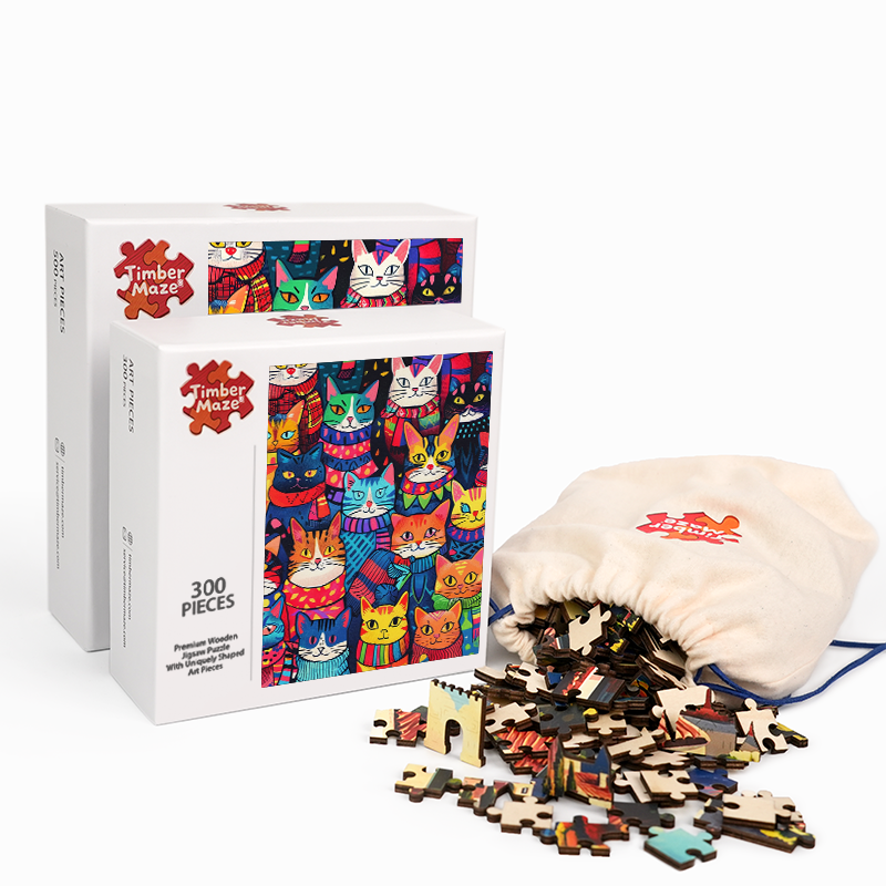 Colorful Cats - Wooden Jigsaw Puzzle