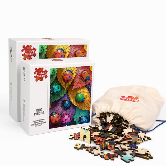 Leaf Ladybugs - Wooden Jigsaw Puzzle