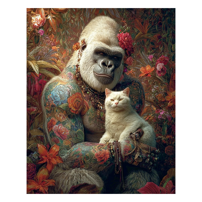 Orangutan and Cat - Wooden Jigsaw Puzzle