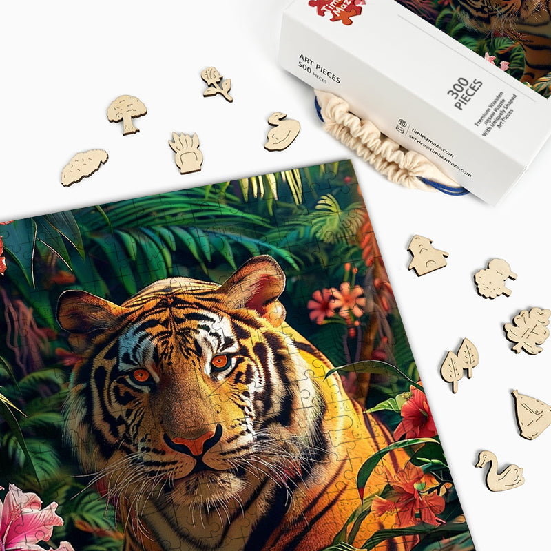Tiger in Jungle - Wooden Jigsaw Puzzle