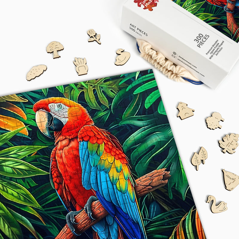 Tropical Macaw - Wooden Jigsaw Puzzle
