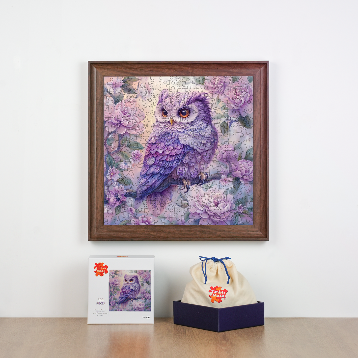 Lavender Owl - Wooden Jigsaw Puzzle