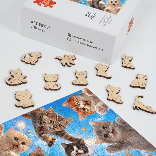 Cat from the Sky - Wooden Jigsaw Puzzle